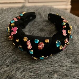 Embellished Black Headband with Colorful Gems